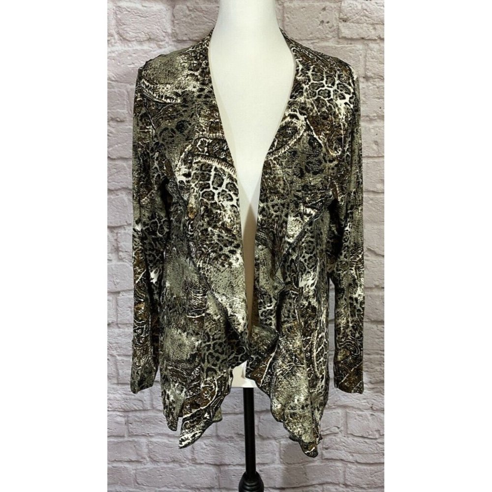NEW Jon & Anna 1X Animal Print Cardigan‎ Shirt Stretchy Top 5509